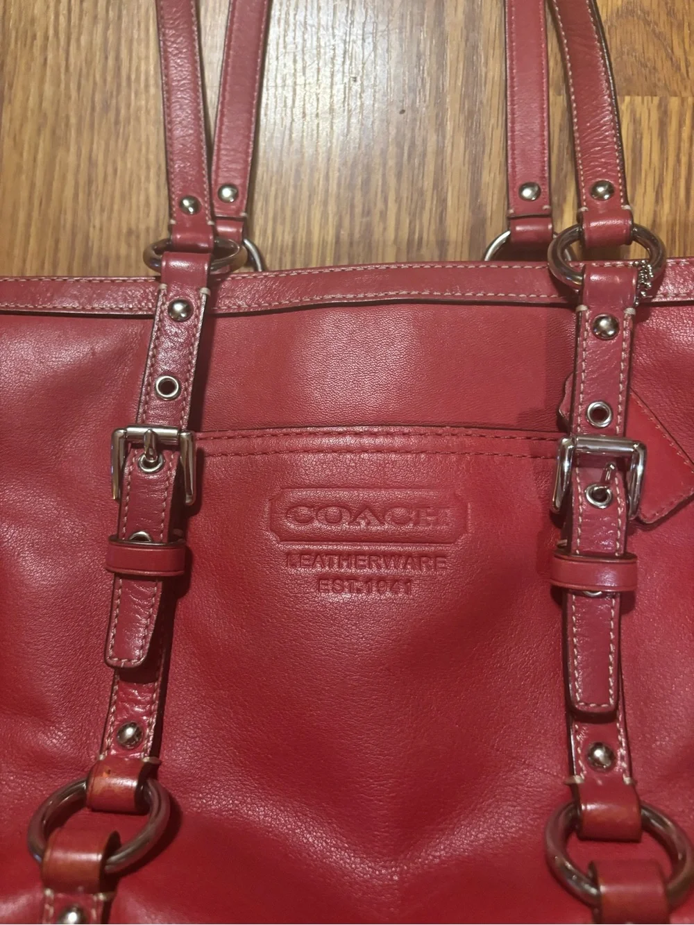 Vintage Coach Gallery East West Tote in Cherry Red